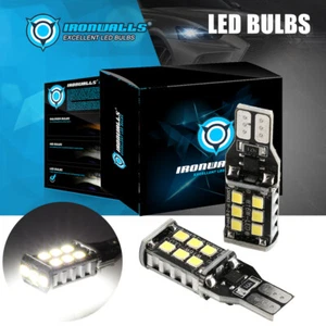 IRONWALLS T15 LED Reverse Back Up Lights Bulbs 921 912 W16W Super Bright 6000K - Picture 1 of 11