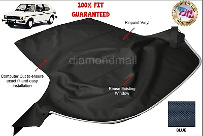 Подходит для VW Volkswagen Rabbit кабриолет GOLF 80-94 с откидным верхом мягкий верх синий винил - Изображение 1 из 2