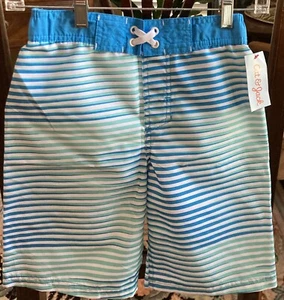 NWT Cat & Jack Boys Swimsuit: Blue & Aqua Stripes, Size Medium 8/10 Polyester - Picture 1 of 6