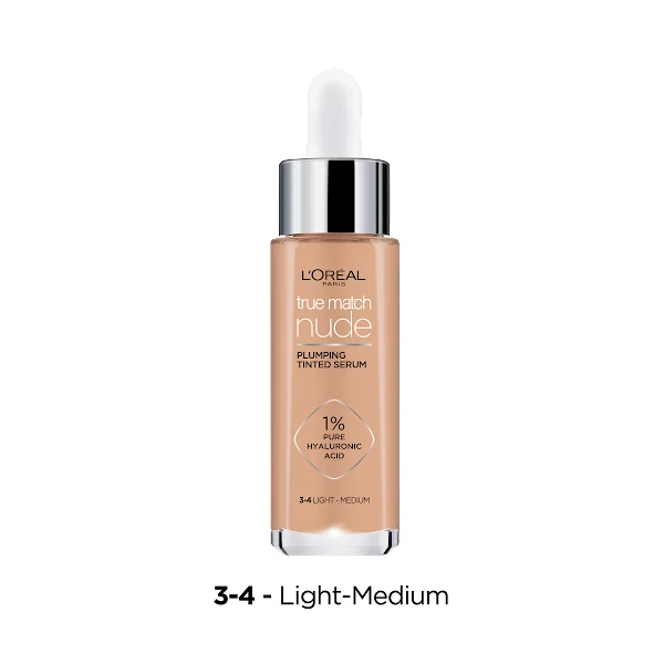 L'Oreal L'Oréal Loreal Nude Plumping Tinted Serum 3-4 Light-Medium Foundation - Bild 1 von 1