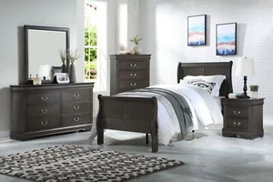 Louis Philippe Dark Gray King Bedroom Set - Picture 1 of 7
