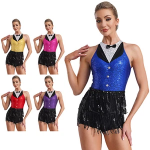 Women Leotard Unitards Costume Dance Bodysuit Latin Dancewear Tuxedo Jumpsuit - Picture 1 of 44