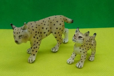 Schleich Luchsweibchen mit Jungtier 14627, 14628 Wildtier Katze - Bild 1 von 4