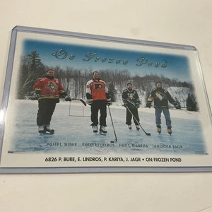 Vintage NHL "On Frozen" Bure Jagr Lindros Kariya Promo Poster Karte 4x6 - Bild 1 von 4