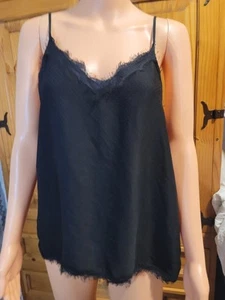 Zara Black Fringe Camisole/ Tank Top Size Small - Picture 1 of 7