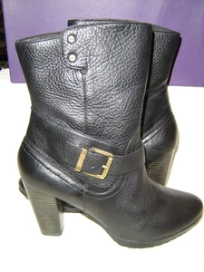 Clarks Mujeres Indigo Lida Sayer Tacón Apilado Cuero Media Pantorrilla Cremallera Moto 10 M - Imagen 1 de 9