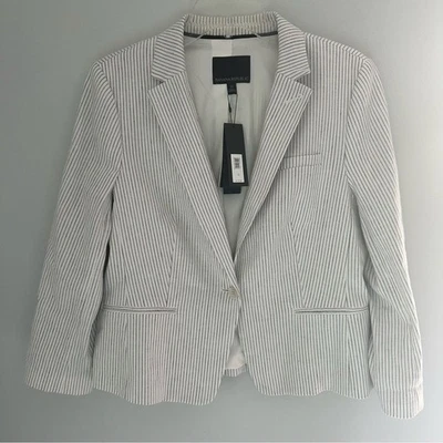 NWT Banana Republic Striped Linen Cotton Blend Blazer Tailored Performance 12 - Image 1 of 4