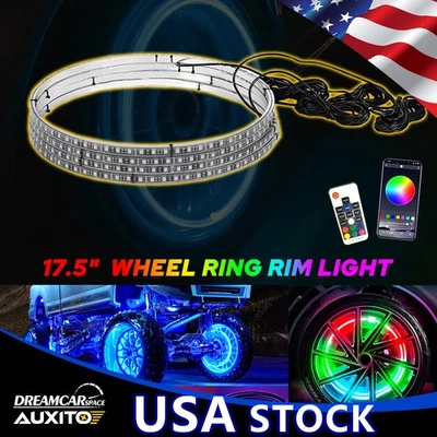 4x 17.5"RGB APP Rueda LED Bluetooth Cambio de Color + Luces Remotas para Coche Camiones Foto 1 de 4