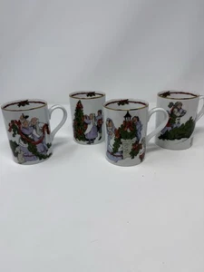 Fitz and Floyd Christmas Mug Set Of 4 Deck The Halls Holiday Ceramic In Box - Picture 1 of 11