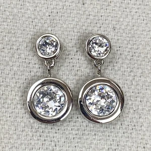 Swarovski Ohrhänger Schwan klar rund Kristall Einfassung silberfarben - Bild 1 von 5