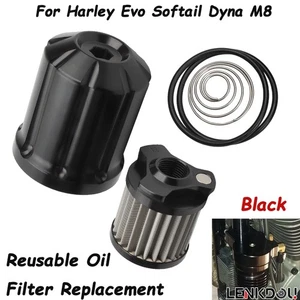 1 Black Reusable Oil Filter Replacement Fitting For Harley Evo Twin Cam Softail - Picture 1 of 10