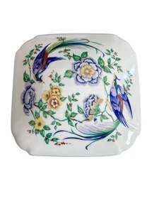 Limoges France Birds Of Paradise Trinket  Box Vanity Dresser Porcelain Square - Picture 1 of 11