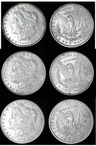 LOT 3 1898 1899 O 1900 Philadelphia Mint Silber Morgan Dollar bankfrisch Münzen - Bild 1 von 6