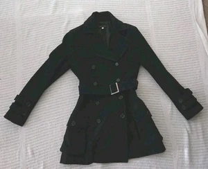 Cristina Gavioli Damen Mantel schwarz Größe XS Erbsen 4 Knöpfe mit Gürtel - Bild 1 von 11