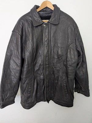 Abrigo Chaqueta Clásica Coletti By Cougar Largo Negro Cuero Genuino Para Hombre Grande Foto 1 de 4