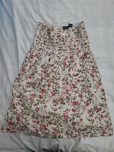 OFF WHITE Top a tubino floreale bianco sporco micro mini abito stile spiaggia Y2K Raviya M