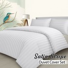 Luxury Duvet Cover Set Satin Stripe Quilt Bedding Single Double Super King Size
