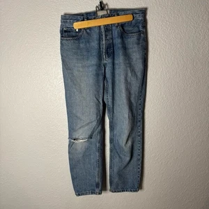 Everlane The Cheeky Jeans Crop Button Fly High Waist Medium Wash Distressed 29x25 - Bild 1 von 10