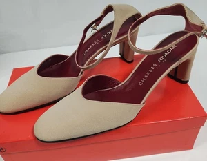 Vintage Charles Jourdan beige hellbraun taupe Knöchelriemen Pumps Gr. M 10. - Bild 1 von 15