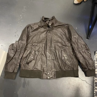 Vintage Members Only Jacket Mens 3XL Brown Leather Bomber Full Zip 90s - Image 1 of 4