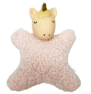 Mud Pie Unicorn Plush Lovey Pink Sherpa Rubber Teether Stuffed Animal Soft Toy - Picture 1 of 14