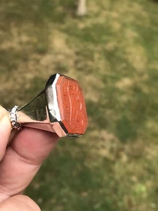 Antique 18th 19th Ce Islamic Arabic Solid Silver Agate Calligraphy Seal Pendant - Picture 1 of 24