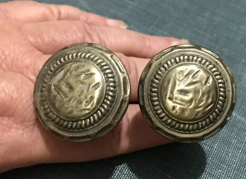 Pair Vintage Metal Finger Pulls  1 3/8. 1" deep Cover