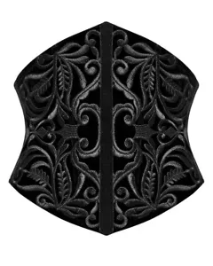 Punk Rave Damen Gothic Steampunk bestickt Samt Taillenmieder Korsett schwarz - Bild 1 von 13