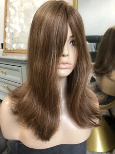 14" Light Brown Mono Top Human Virgin Hair Topper, 6x7"  Human Remy Hair Toupees - Picture 1 of 7