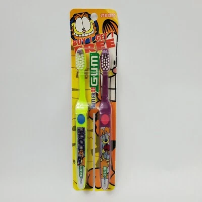 复古 Garfield & Odie GUM Butler Cool ToothBrush Twin 2 包 #218 软毛 全新 — 第 1/4 张图片