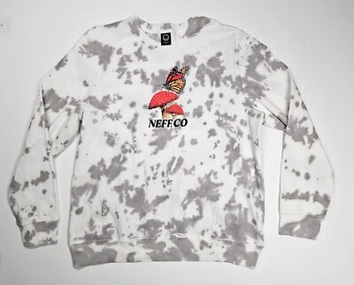 Neff Butterfly Suéter Para Hombre Talla Grande (Real XXL) Manchado Tie Dye Blanco Gris Foto 1 de 4