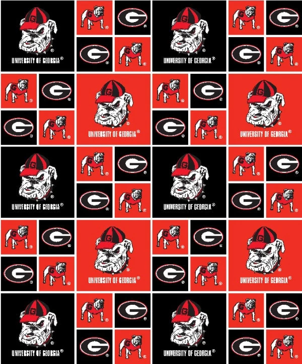 UNIVERSITY OF GEORGIA COTTON FABRIC-GEORGIA BULLDOGS FABRIC-ALL PATTERNS - Image 1 of 1