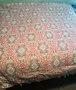 RALPH LAUREN/LAUREN COLCHESTER RED/WHITE/TAUPE PAISLEY KING COMFORTER 96 X110 - Picture 1 of 10