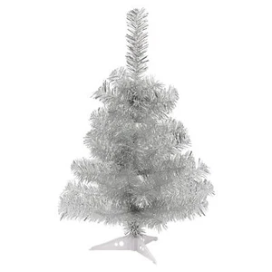 1x Artificial Christmas Tree 2ft Silver Bushy Xmas Home Tabletop Table Décor - Picture 1 of 7