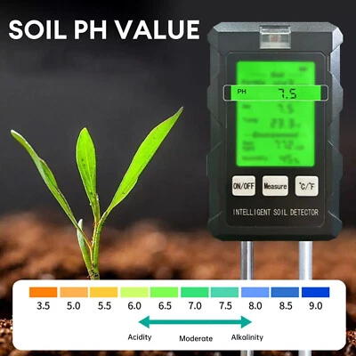 6-in-1 Digital PH Soil Tester Water Moisture Temperature Test Humidity Meter - Image 1 of 4