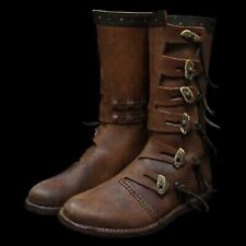 Medieval Leather Boots Renaissance Footwear Viking Shoe Mens Brown