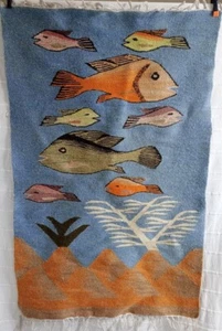 Rug - Fish Pattern - Pastel Colours - Medium Size - Nice Condition - Picture 1 of 6