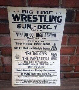 1980's ? Big Time Wrestling Poster Vinton Co. OH 26"x17" Koloffs v Fantastics