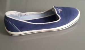 Gant Navy Ladies Canvas Slip On Shoes Size UK 6 EU 39 VGC 