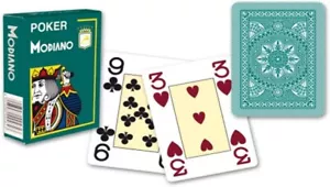 Modiano Voll Plastik Romme Karten 52er Blatt 3 Joker Dunkelgrün Poker Canasta - Bild 1 von 1