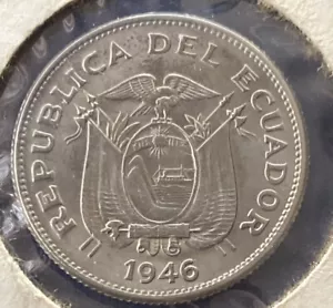 Ecuador 1946 moneta AU UNC 1 zucchero - Foto 1 di 2