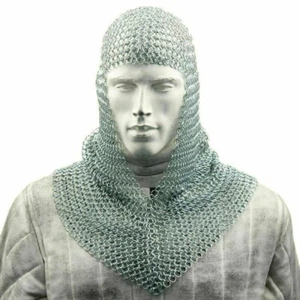 Chainmail Coif Hood V-Shape Medieval Aluminium Armor Headpiece LARP SCA Cosplay - Picture 1 of 4