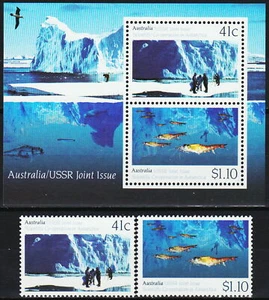 Australia, Antarctica Joint issue with Russia 1990, 2 stamps+SS, MNH - Picture 1 of 1