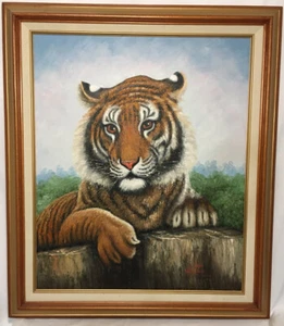 Original Vintage Canvas Oil Painting Bengal Tiger By Watson Signed Wood Framed - Picture 1 of 20