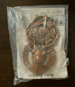 Vintage B.P.O.E. Elks Cervus Alces Brass Auto Emblem NOS - Picture 1 of 6