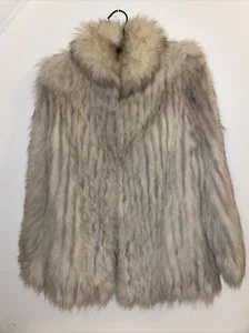 Blue Fox Natural Fur Classic Coat / Jacket Small Acetate Lined Gorgeous Vintage - Picture 1 of 24