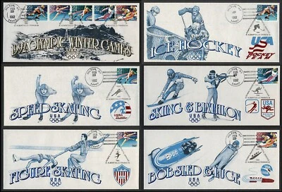 1992 Winter Olympics USPS Set w/ Special Hilton NY Cancel, USPS Cachet - Image 1 of 4