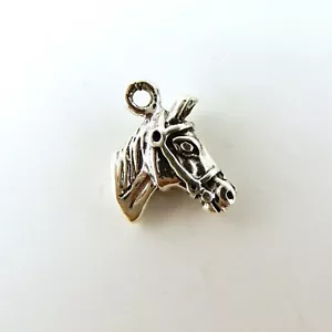 Charm tridimensionale testa di cavallo in argento sterling .925 13 mm western - Foto 1 di 6