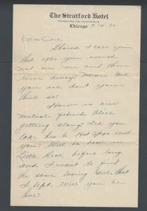 1920 Chicago IL The Stratford Hotel nur 2-seitiger Brief - Bild 1 von 2