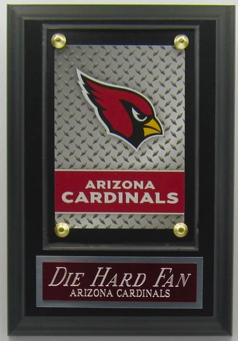 DIE HARD FAN ARIZONA CARDINALS LOGO CARD PLAQUE WITH EASEL FOR MAN CAVE DECOR Cover